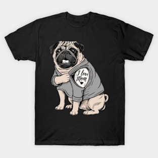 Generate a hand drawn vector design Pug.Happy mothers day (5) T-Shirt